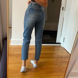 Straight leg jeans with stripe detail